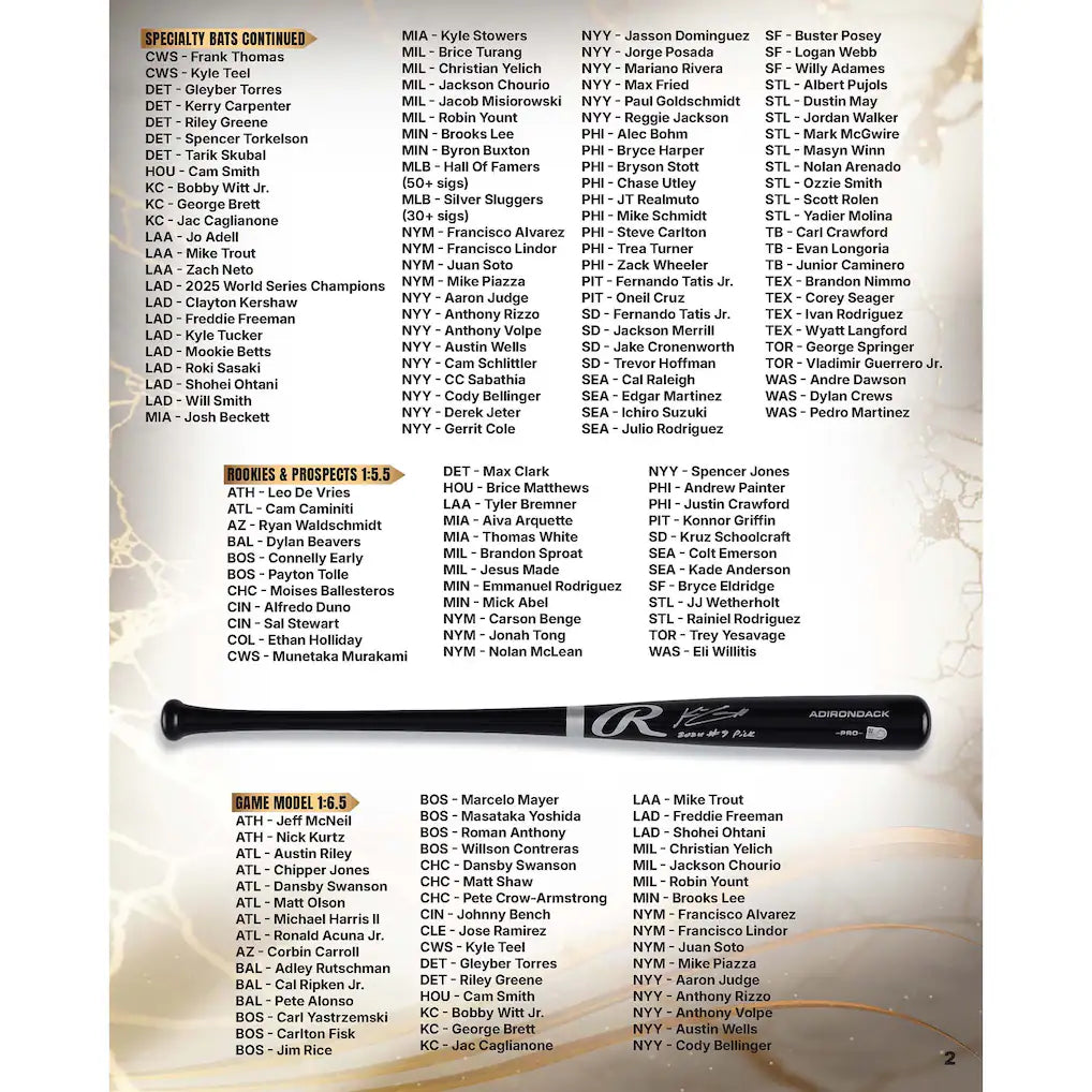 2026 Under Wraps Autographed MLB Bats Vol. II - Single Mystery Box