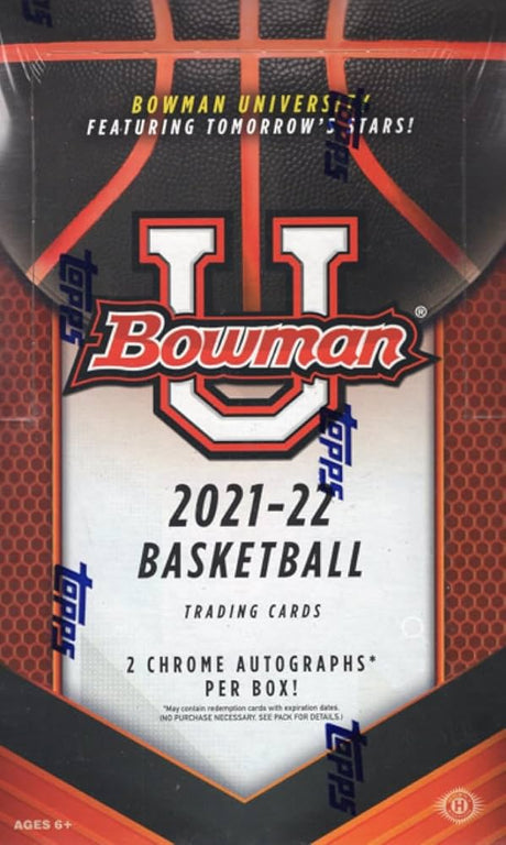 Bowman 2021-22 Basketball trading card box with basketball design